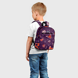 Детский рюкзак Красно-белые сердечки и слово love на темно фиолет, цвет: 3D-принт — фото 2