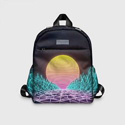 Детский рюкзак Vaporwave Закат солнца в горах Neon, цвет: 3D-принт