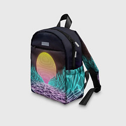 Детский рюкзак Vaporwave Закат солнца в горах Neon, цвет: 3D-принт — фото 2