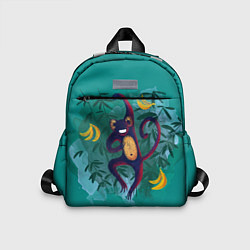 Детский рюкзак Веселая обезьяна на бирюзовом фоне, цвет: 3D-принт