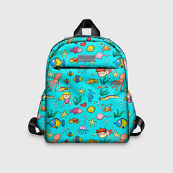 Детский рюкзак КУПАНИЕ ДЕТЕЙ С МОРСКИМИ ОБИТАТЕЛЯМИ, цвет: 3D-принт
