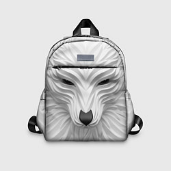 Детский рюкзак Волк белый - с надписью, цвет: 3D-принт