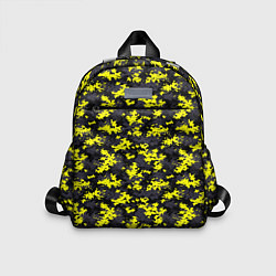 Детский рюкзак Камуфляж Пиксельный Чёрно-Жёлтый, цвет: 3D-принт