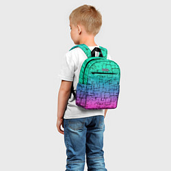Детский рюкзак Абстрактный узор на розово-бирюзовом градиентном ф, цвет: 3D-принт — фото 2