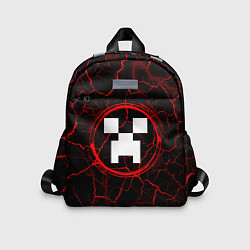 Детский рюкзак Символ Minecraft и краска вокруг на темном фоне, цвет: 3D-принт