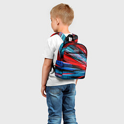 Детский рюкзак Неоновые прерывающиеся линии - Красный и голубой, цвет: 3D-принт — фото 2