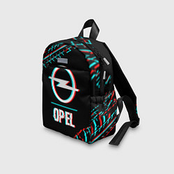 Детский рюкзак Значок Opel в стиле Glitch на темном фоне, цвет: 3D-принт — фото 2