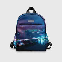 Детский рюкзак Неоновый город и мост - Синий, цвет: 3D-принт