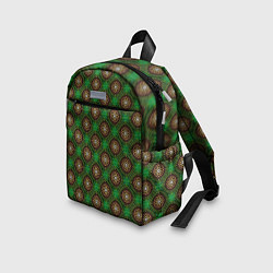 Детский рюкзак Коричневые круги на зеленом фоне, цвет: 3D-принт — фото 2