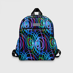 Детский рюкзак Неоновые круги и линии - Голубой, цвет: 3D-принт