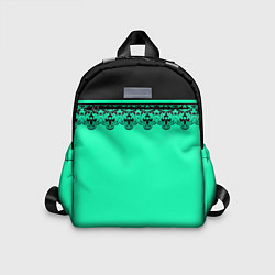 Детский рюкзак Черные кружева на ярком неоновом зеленом фоне lace, цвет: 3D-принт