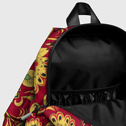 Детский рюкзак Хохломская Роспись Цветы На красном Фоне, цвет: 3D-принт — фото 2