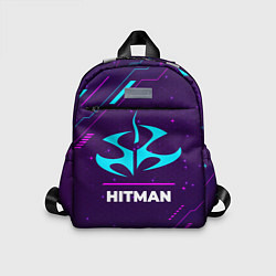 Детский рюкзак Символ Hitman в неоновых цветах на темном фоне, цвет: 3D-принт