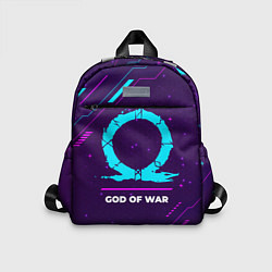 Детский рюкзак Символ God of War в неоновых цветах на темном фоне, цвет: 3D-принт