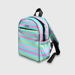 Детский рюкзак Pink turquoise stripes horizontal Полосатый узор, цвет: 3D-принт — фото 2