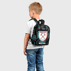 Детский рюкзак West Ham FC в стиле Glitch на темном фоне, цвет: 3D-принт — фото 2