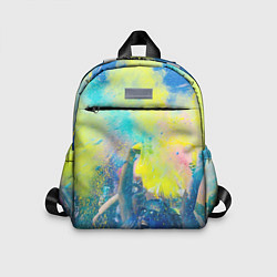 Детский рюкзак Абстрактные краски и люди - Жёлтый, цвет: 3D-принт