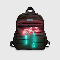 Детский рюкзак Неоновые пальмы на доске - Зелёный, цвет: 3D-принт