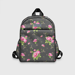 Детский рюкзак Розовые розы на сером фоне, цвет: 3D-принт