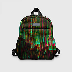 Детский рюкзак Абстрактное множество зелёных неоновых лучей, цвет: 3D-принт