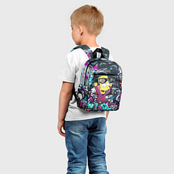 Детский рюкзак Спортивный Барт Симпсон на фоне граффити, цвет: 3D-принт — фото 2