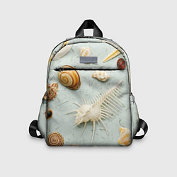 Детский рюкзак Океанские ракушки и морские звёзды на песке, цвет: 3D-принт