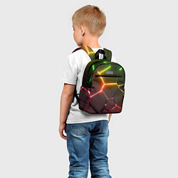 Детский рюкзак Неоновые радужные плиты, цвет: 3D-принт — фото 2
