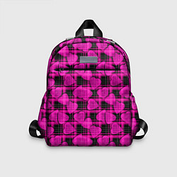 Детский рюкзак Black and pink hearts pattern on checkered, цвет: 3D-принт