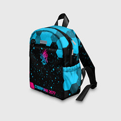 Детский рюкзак Cyberpunk 2077 - neon gradient: символ, надпись, цвет: 3D-принт — фото 2