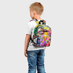 Детский рюкзак Скейтбордист Барт Симпсон на фоне стены с граффити, цвет: 3D-принт — фото 2