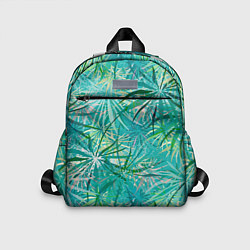 Детский рюкзак Тропические листья на зеленом фоне