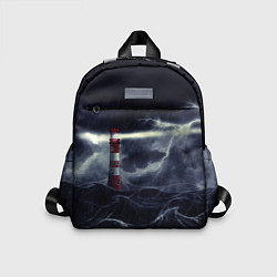 Детский рюкзак Маяк и штормовое море в ночи, цвет: 3D-принт