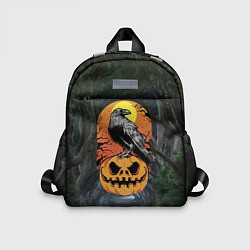 Детский рюкзак Ворон, сидящий на тыкве - Halloween