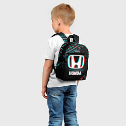 Детский рюкзак Значок Honda в стиле glitch на темном фоне, цвет: 3D-принт — фото 2