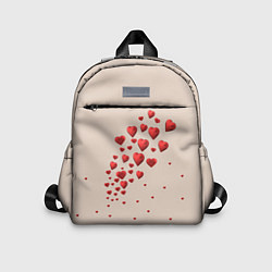 Детский рюкзак Поляна из рассыпанных алых сердечек, цвет: 3D-принт