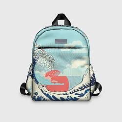 Детский рюкзак Морской пейзаж с большими волнами на закате, цвет: 3D-принт