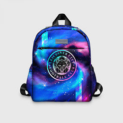 Детский рюкзак Leicester City неоновый космос, цвет: 3D-принт