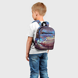 Детский рюкзак Тёмный песок и синие блестящие камни, цвет: 3D-принт — фото 2