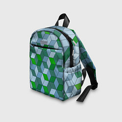 Детский рюкзак Зелёные и серые абстрактные кубы с оптической иллю, цвет: 3D-принт — фото 2