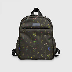 Детский рюкзак Полевые растения на темном фоне, цвет: 3D-принт
