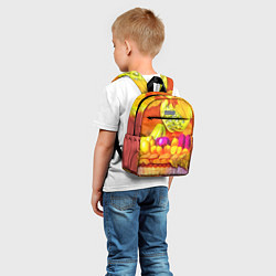 Детский рюкзак Спелые фрукты и овощи в плетеной корзине, цвет: 3D-принт — фото 2