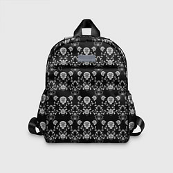 Детский рюкзак Черно-белый цветочный полосатый ретро узор, цвет: 3D-принт