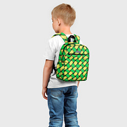 Детский рюкзак Жёлто-зелёная плетёнка - оптическая иллюзия, цвет: 3D-принт — фото 2