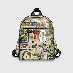 Детский рюкзак Восьмёрка на фоне рваных афиш, цвет: 3D-принт