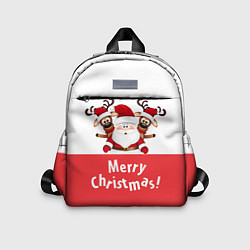 Детский рюкзак Дед Мороз с оленями, цвет: 3D-принт