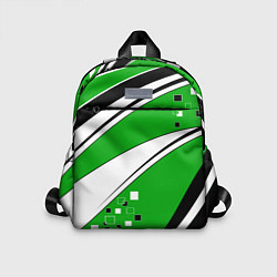 Детский рюкзак Абстрактный узор черно зеленый с белым, цвет: 3D-принт