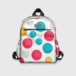 Детский рюкзак Белый фон и абстрактные разноцветные объёмные окру, цвет: 3D-принт