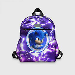 Детский рюкзак Соник в круге на фоне молний, цвет: 3D-принт