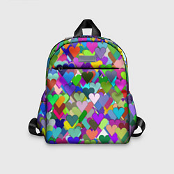 Детский рюкзак Орнамент из разноцветных сердечек - валентинка