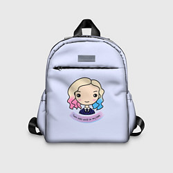 Детский рюкзак Энид - оборотень в форме на сиреневом фоне, цвет: 3D-принт